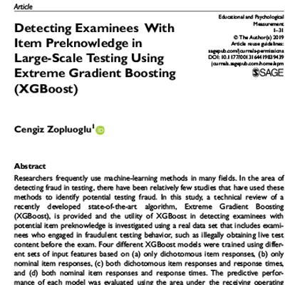 Detecting examinees with item preknowledge in large-scale testing using. extreme gradient boosting